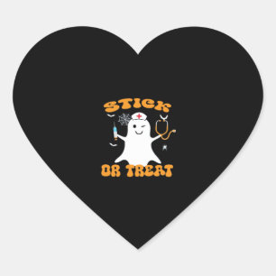Stick or Treat Nurse Funny Halloween Costume Essen Heart Sticker
