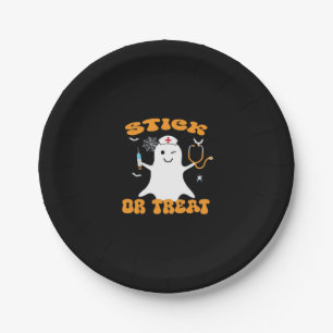 Stick or Treat Nurse Funny Halloween Costume Essen Paper Plate
