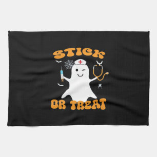 Stick or Treat Nurse Funny Halloween Costume Essen Tea Towel