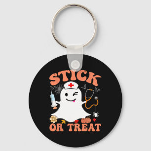 Stick Or Treat Nurse Funny Halloween Costume Key Ring