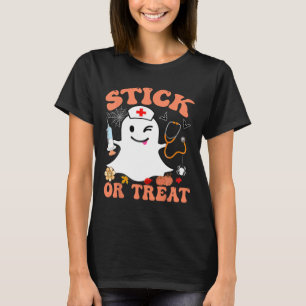 Stick Or Treat Nurse Funny Halloween Costume T-Shirt