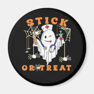 Stick or Treat Nurse Spooky Nurse Costume Funny Ha Magnet