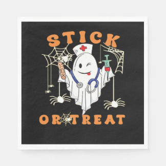 Stick or Treat Nurse Spooky Nurse Costume Funny Ha Napkin