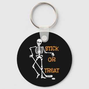 Stick Or Treat Skeleton Ice Hockey Halloween Spook Key Ring