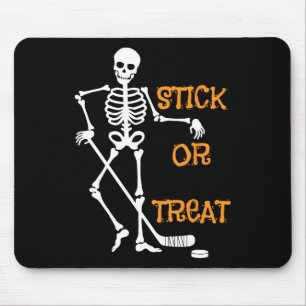 Stick Or Treat Skeleton Ice Hockey Halloween Spook Mouse Mat