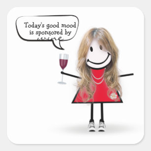 Stick Party Girl in Sneakers  Square Sticker