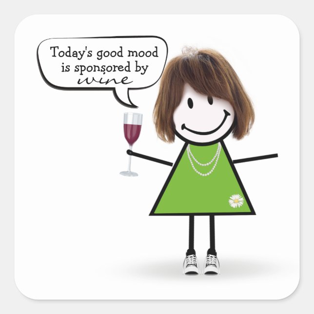 Stick Party Girl in Sneakers Square Sticker (Front)