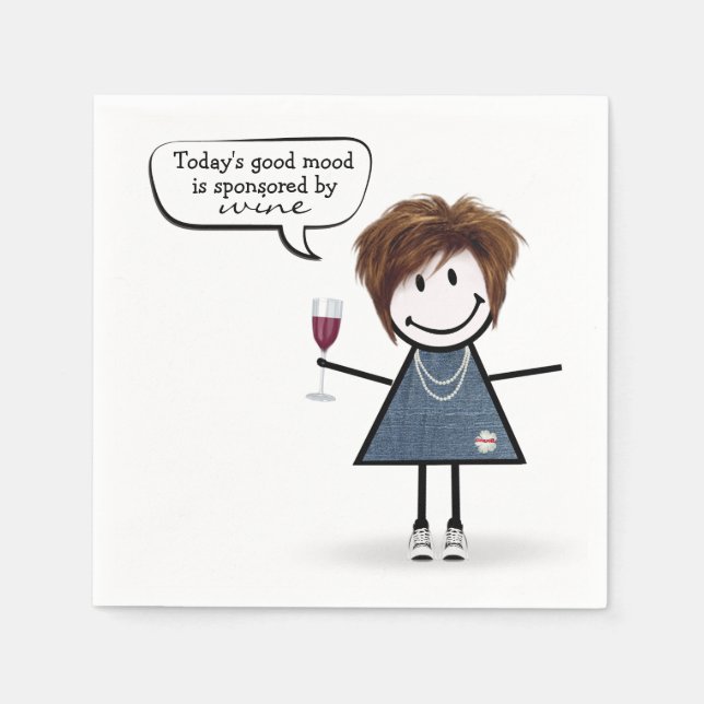 Stick Party Girl in Sneakers with Wine Napkin (Front)