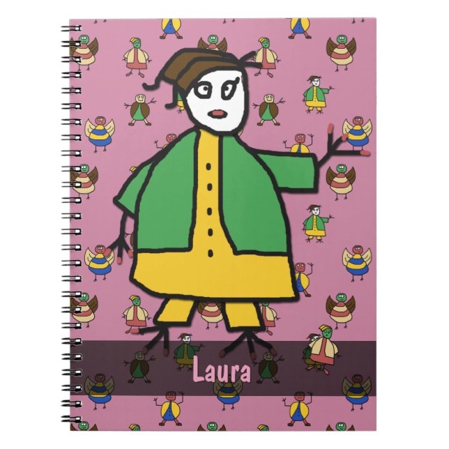 Stick People Children Pattern Girl any Name Notebook (Front)