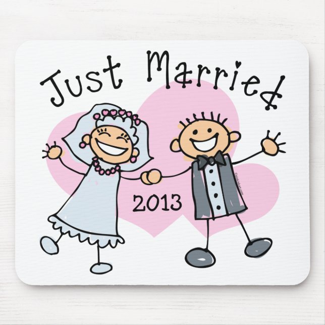 Stick People Just Married Mouse Mat (Front)