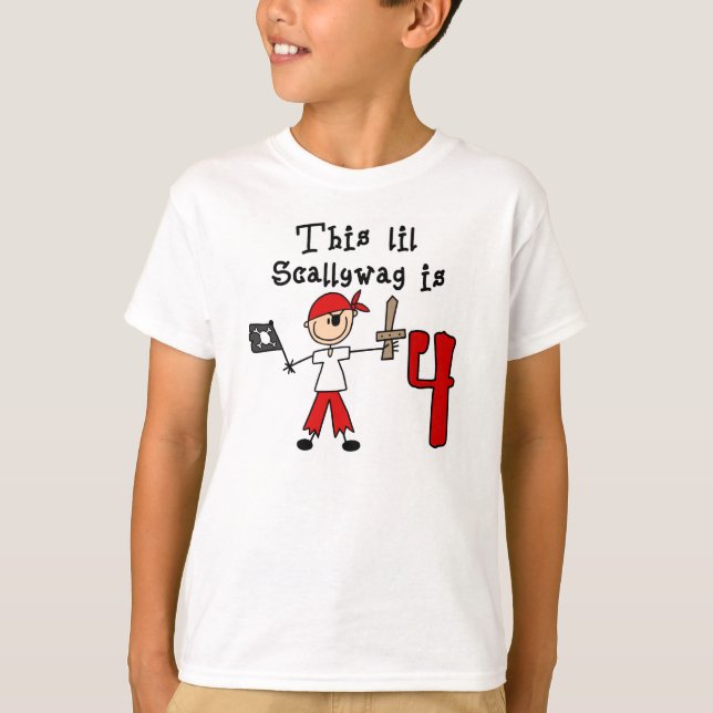 Stick Pirate 4th Birthday T-Shirt (Front)