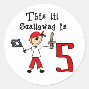 Stick Pirate 5th Birthday Classic Round Sticker