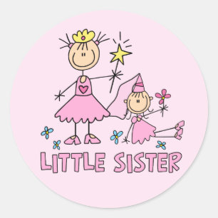 Stick Princess Duo Little Sister Classic Round Sticker