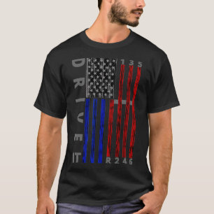 Stick Shift American Flag Muscle Car Si Speed Gear T-Shirt