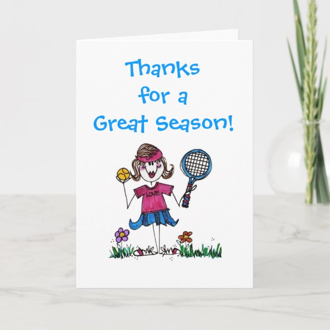 Stick Tennis Girl note card with envelope (Front)