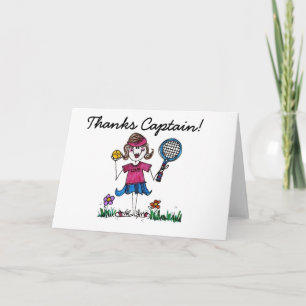 Stick Tennis Girl Thank You Card