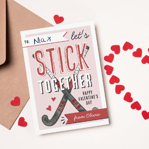 Stick Together Field Hockey Kids Valentine Card