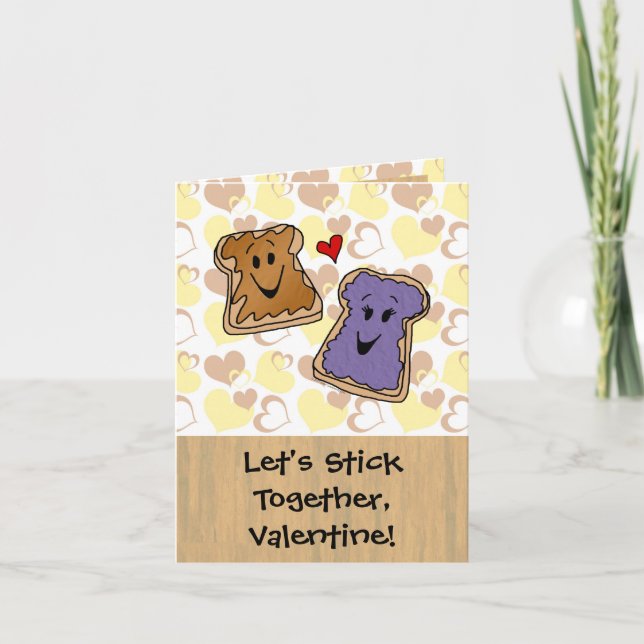 Stick Together Peanut Butter Valentine Holiday Card (Front)