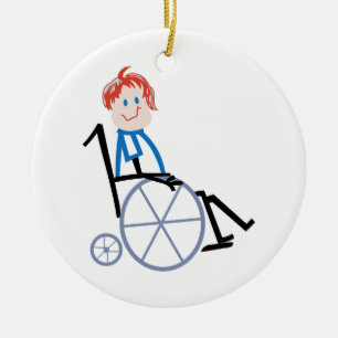 Stick Wheelchair Kid Ceramic Tree Decoration
