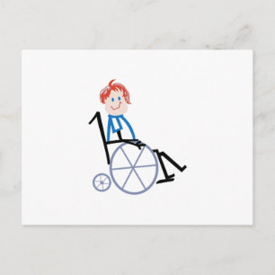 Stick Wheelchair Kid Postcard