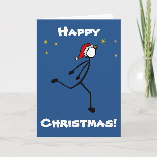Stick-With-Sport Christmas Santa Sprinter Custom Holiday Card (Front)