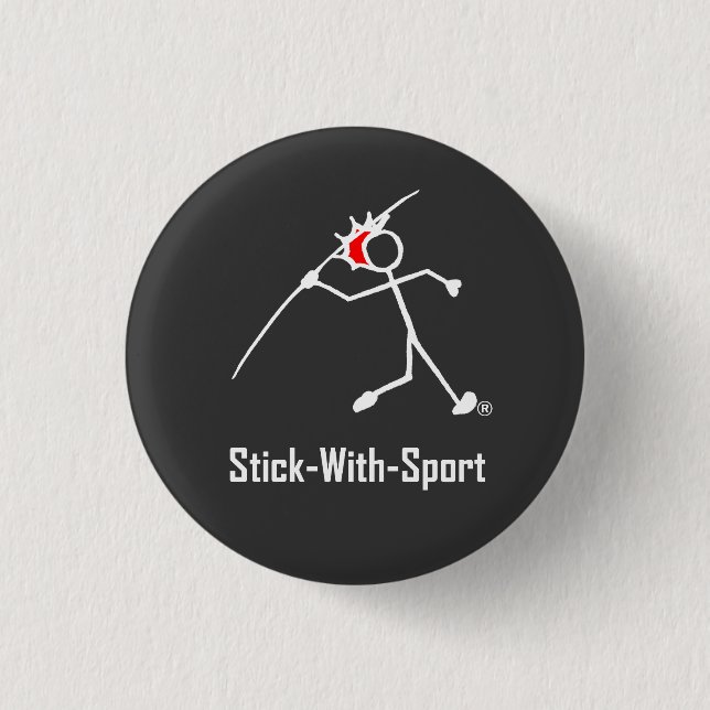 Stick With Sport Javelin Stickman Red Dark 3 Cm Round Badge (Front)