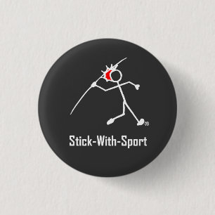 Stick With Sport Javelin Stickman Red Dark 3 Cm Round Badge