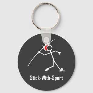 Stick With Sport Javelin Stickman Red Dark Key Ring