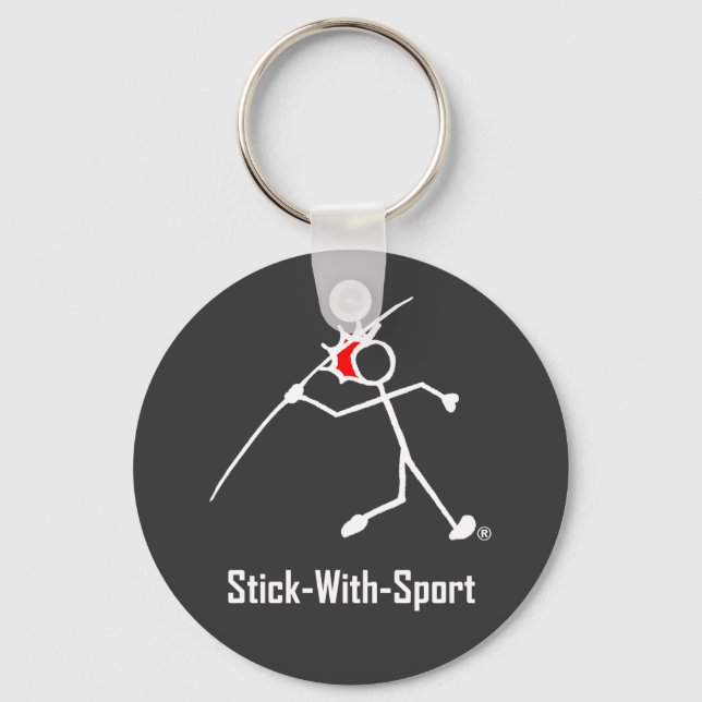 Stick With Sport Javelin Stickman Red Dark Key Ring (Front)