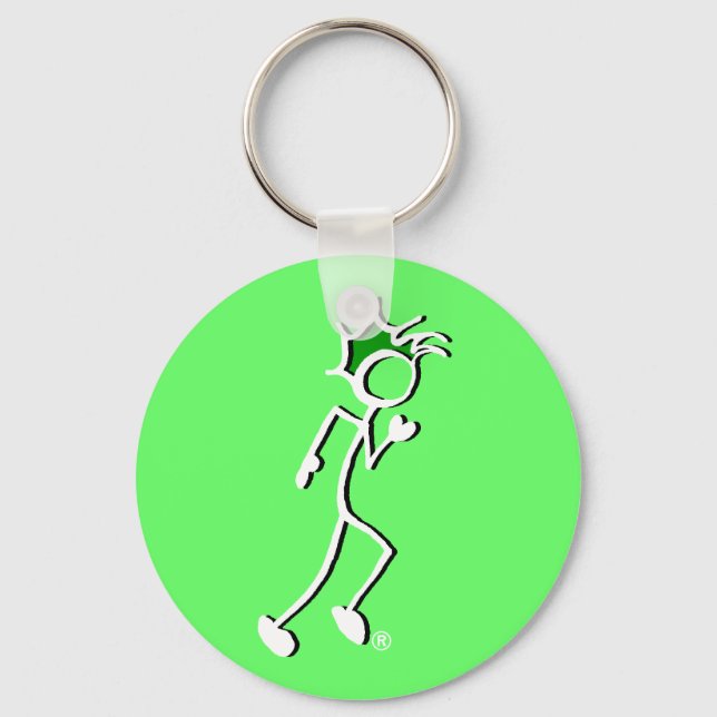 Stick-With-Sport Runner Stickman Green tones Key Ring (Front)