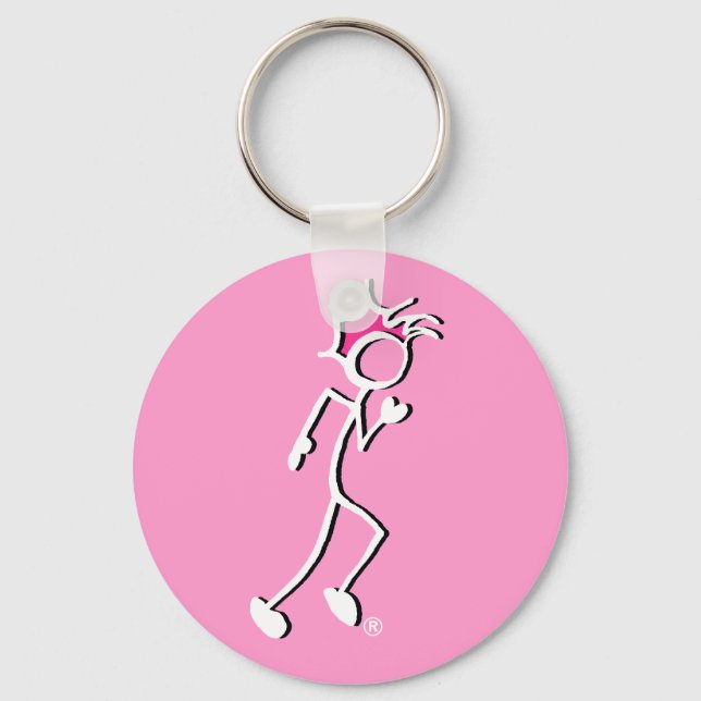 Stick-With-Sport Runner Stickman Pink tones Key Ring (Front)