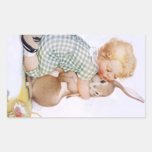 Sticker Antique Adorable rabbit Bunny hugs