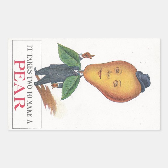 Sticker Antique Antrhopomorphic Fruit Pear Man Pun (Front)