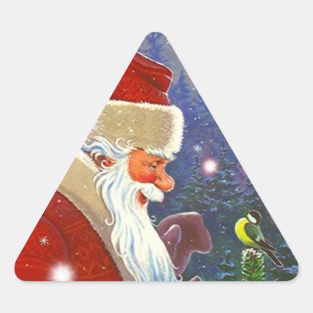 Sticker Antique Forest Santa Christmas Bird Winter (Front)