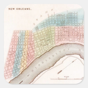 Sticker Antique New Orleans NOLA Map Pastel Shades