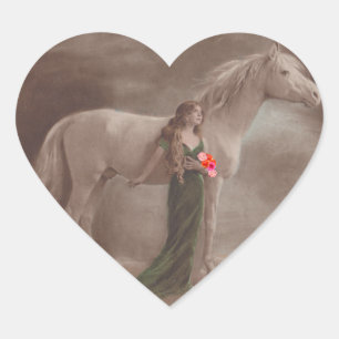 Sticker Antique Night Dream moonlight Horse Woman