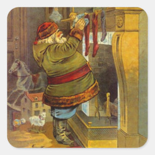 Sticker Antique Pine Green Suit Santa Christmas