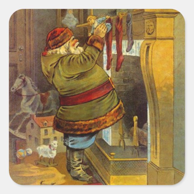 Sticker Antique Pine Green Suit Santa Christmas (Front)