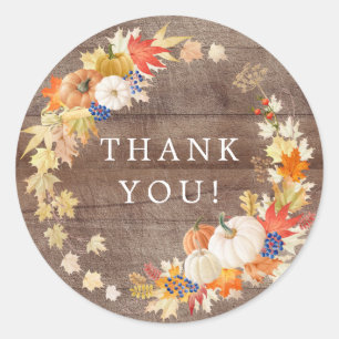 Sticker Autumn Leaf Pumpkin Shower Thank You Favou
