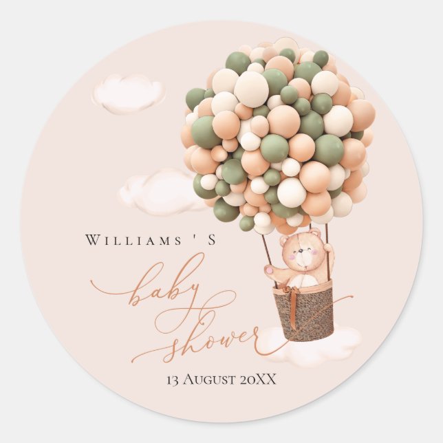 Sticker Baby Shower Green brown (Front)