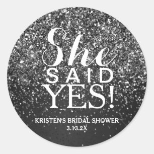Sticker - Black Glitter She Said Yes
