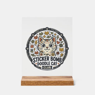 Sticker Bomb Doodle Cat POD Vector Art - Sticker B Acrylic Sign