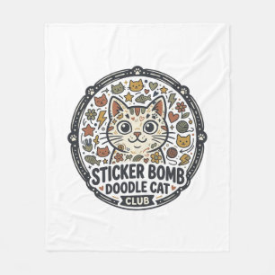 Sticker Bomb Doodle Cat POD Vector Art - Sticker B Fleece Blanket