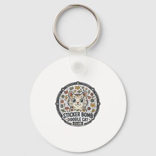 Sticker Bomb Doodle Cat POD Vector Art - Sticker B Key Ring