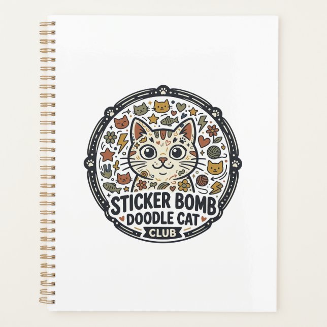 Sticker Bomb Doodle Cat POD Vector Art - Sticker B Planner (Front)