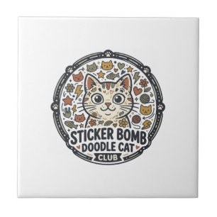 Sticker Bomb Doodle Cat POD Vector Art - Sticker B Tile