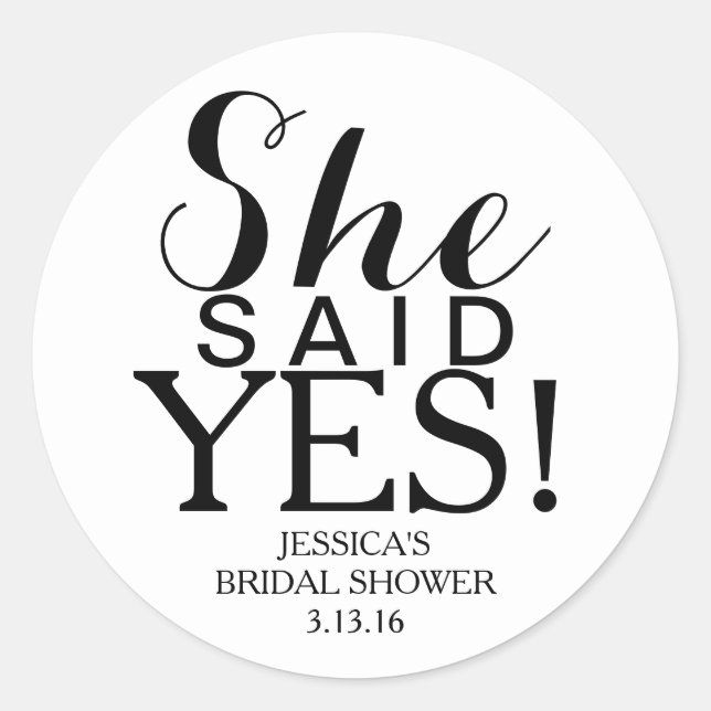 Sticker | Bridal Shower - She Said Yes! (Front)