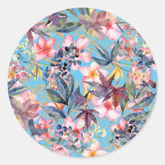 Sticker - Bright beautiful watercolor flowers (Front)