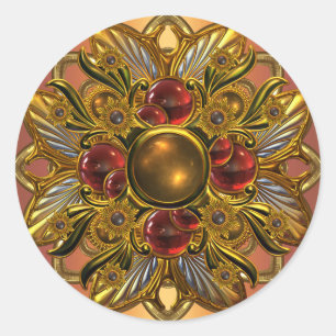 Sticker Bright Red Gold Jewel