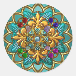 Sticker Bright Teal Pink Gold Jewel 2